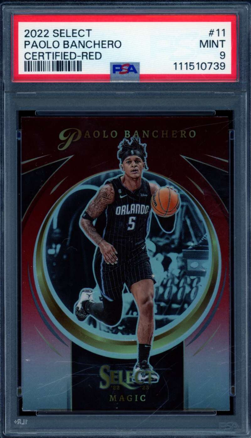 Paolo Banchero Rookie Card 2022-23 Select Certified Red (pop 4) #11 PSA 9 Image 1