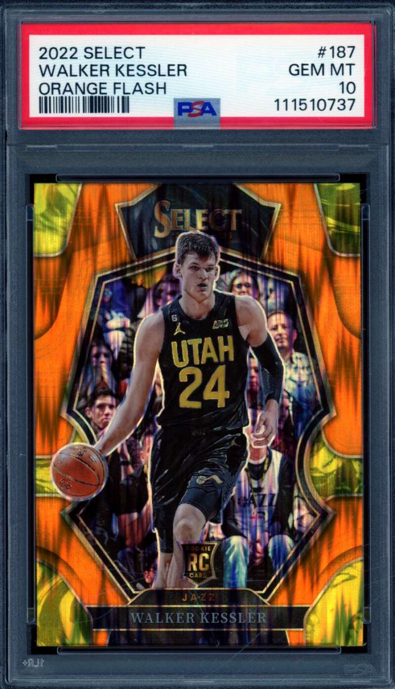 Walker Kessler Rookie Card 2022-23 Select Orange Flash (pop 4) #187 PSA 10 Image 1