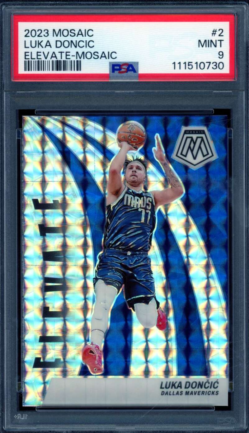 Luka Doncic Card 2023-24 Mosaic Elevate Mosaic #2 PSA 9 Image 1