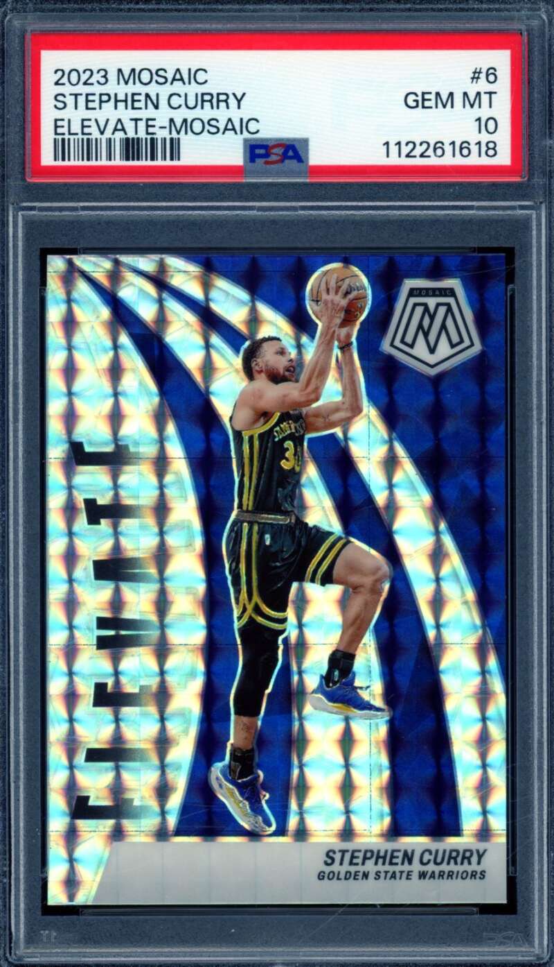 Stephen Curry Card 2023-24 Mosaic Elevate Mosaic (pop 10) #6 PSA 10 Image 1