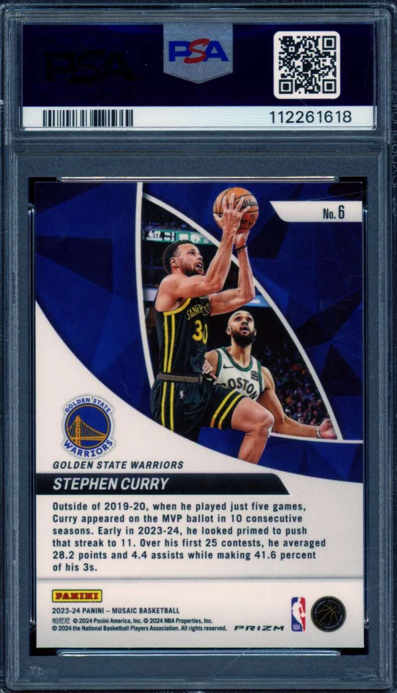 Stephen Curry Card 2023-24 Mosaic Elevate Mosaic (pop 10) #6 PSA 10 Image 2