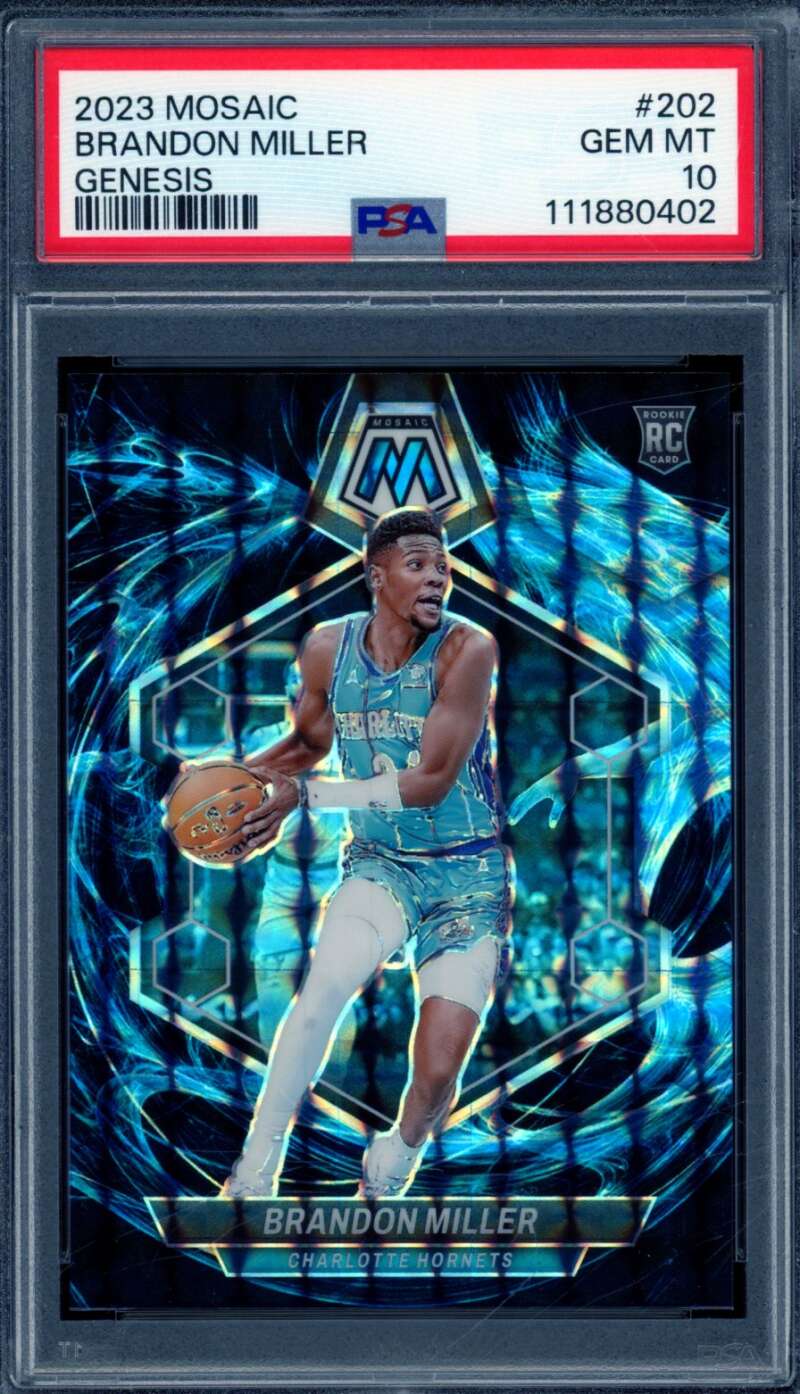 Brandon Miller Rookie Card 2023-24 Mosaic Genesis (pop 13) #202 PSA 10 Image 1