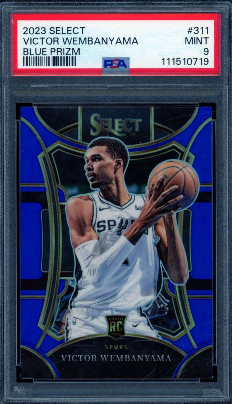 Victor Wembanyama Rookie Card 2023-24 Select Blue Prizm #311 PSA 9 Image 1