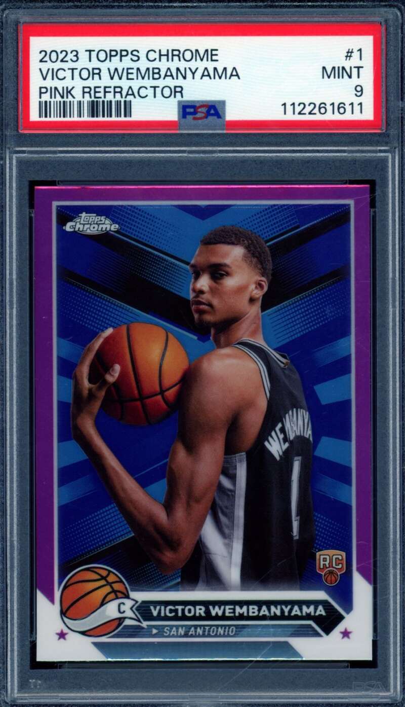 Victor Wembanyama Rookie Card 2023-24 Topps Chrome Pink Refractor #1 PSA 9 Image 1