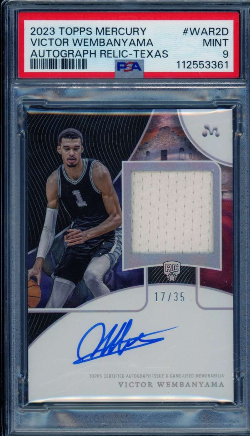 Victor Wembanyama Rookie 2023 Topps Mercury Autograph Relix (17/35) #War2D PSA 9 Image 1