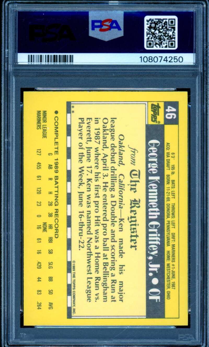 Ken Griffey Jr. Card 1990 Topps Major League Debut 1989 #46 PSA 7 Image 2