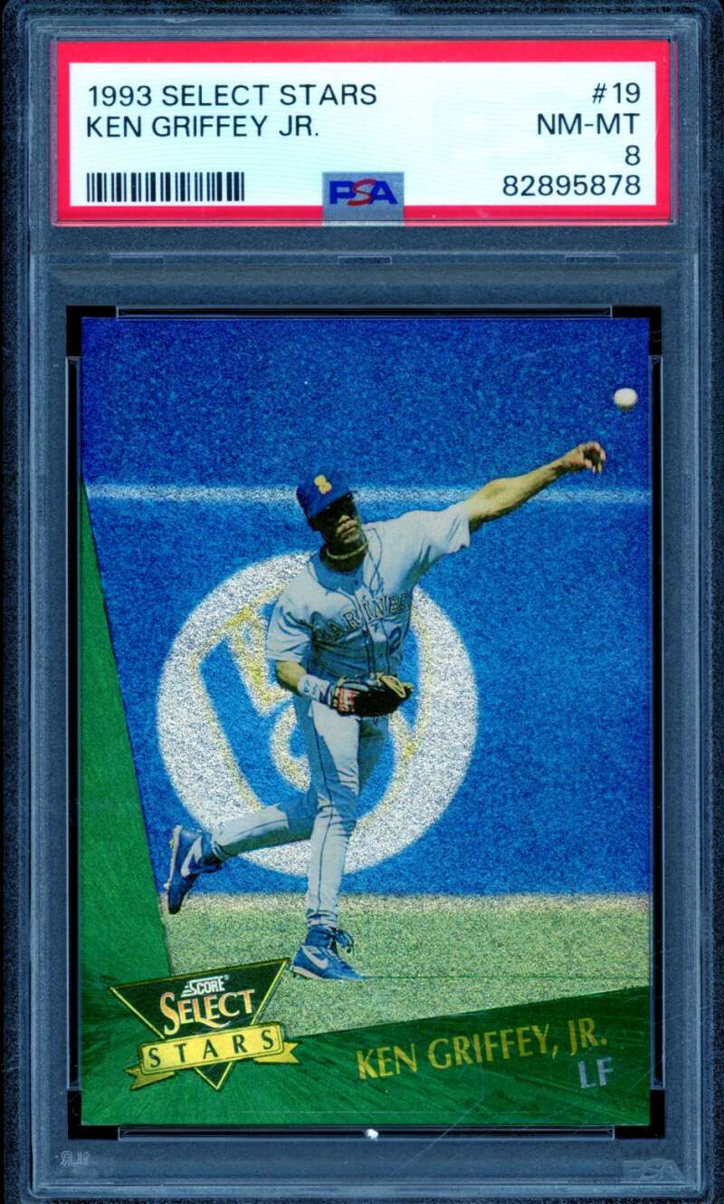 Ken Griffey Jr. Card 1993 Select Stars #19 PSA 8 Image 1