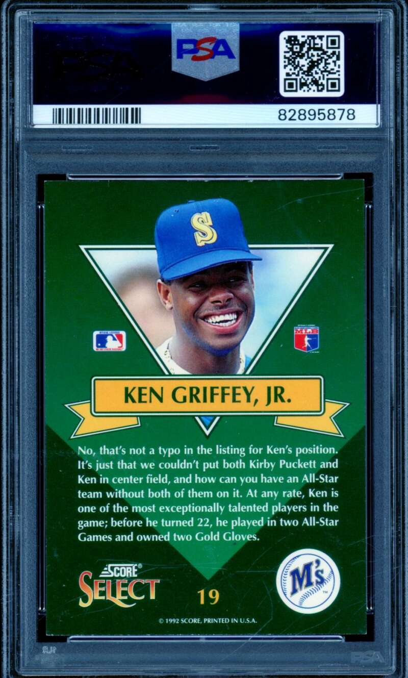 Ken Griffey Jr. Card 1993 Select Stars #19 PSA 8 Image 2