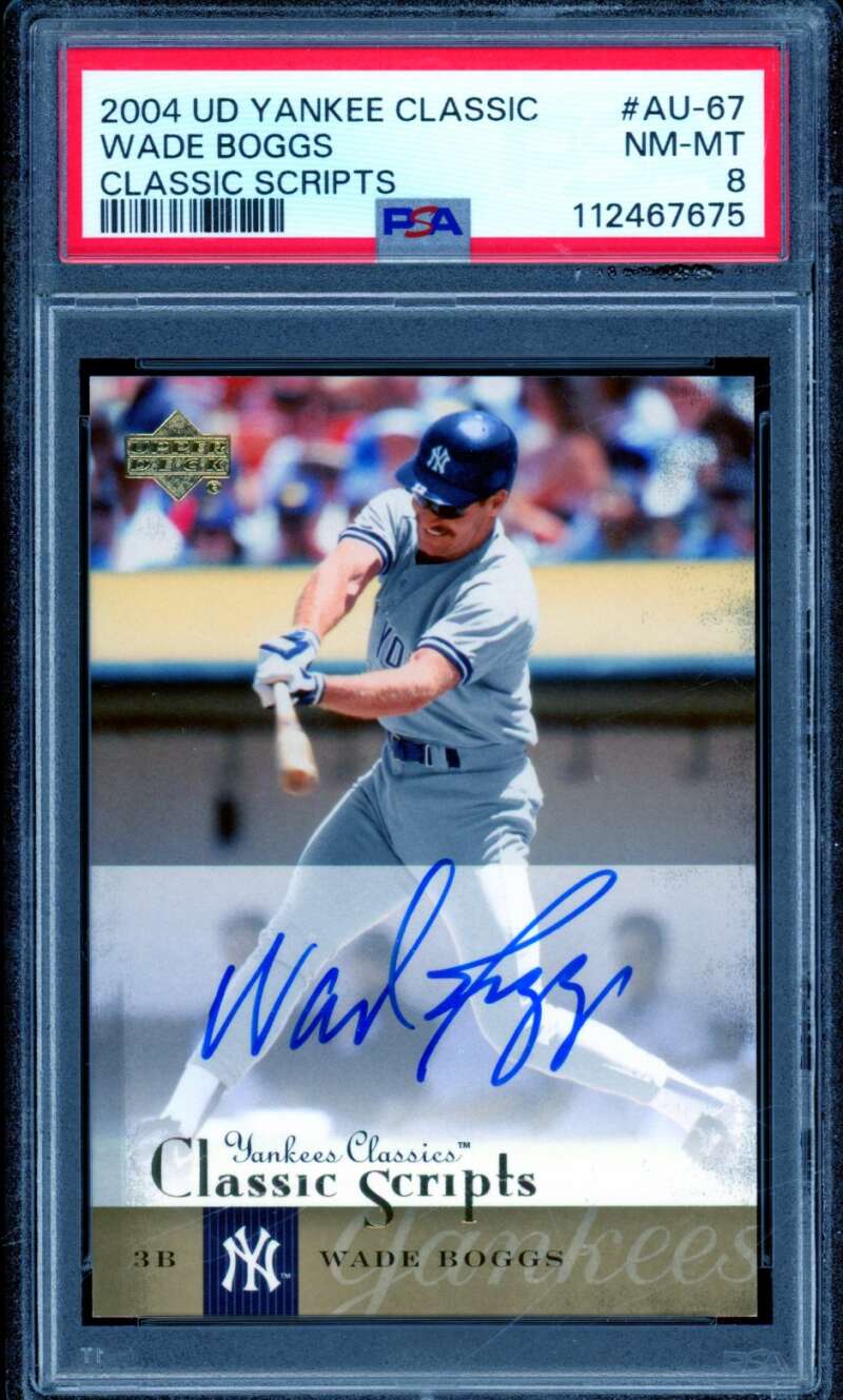 Wade Boggs Card 2004 UD Yankee Classic Classic Scripts (pop 2) AU-67 PSA 8 Image 1