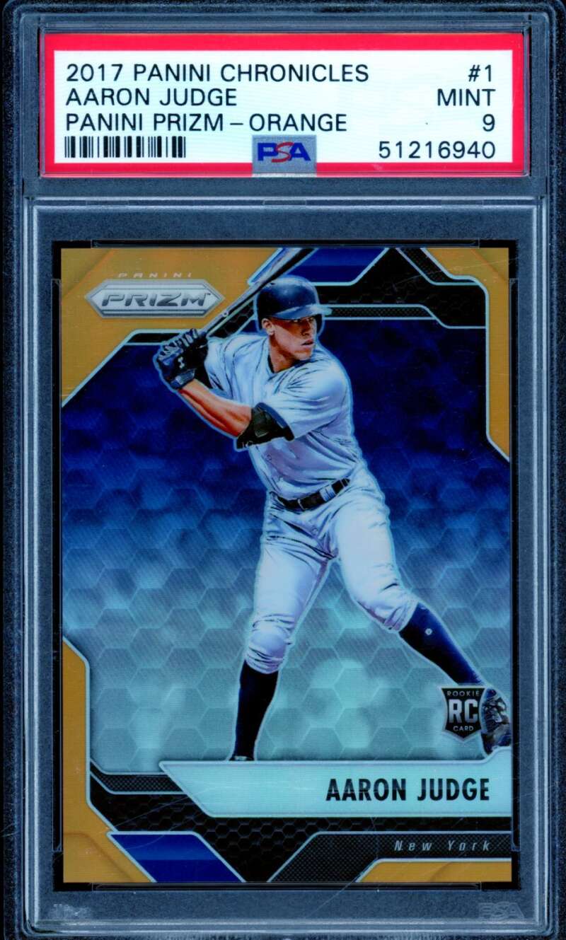 Aaron Judge Rookie Card 2017 Panini Chronicles Panini Prizm Orange #1 PSA 9 Image 1