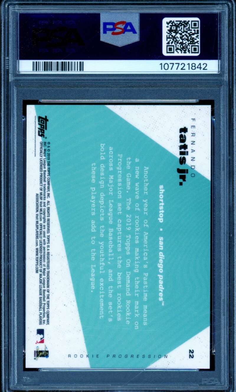 Fernando Tatis Jr. Rookie Card 2019 Topps On Demand #22 PSA 10 Image 2