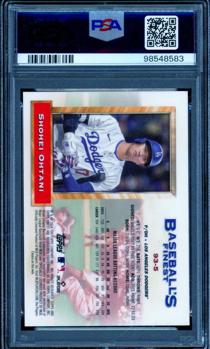 Shohei Ohtani Card 2024 Finest What If '93 Prototypes #93-5 PSA 9 Image 2