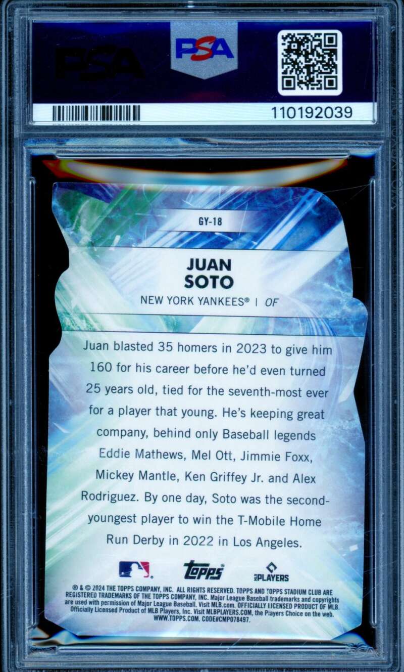 Juan Soto Card 2024 Stadium Club Goin Yard (pop 1) #GY18 PSA 9 Image 2