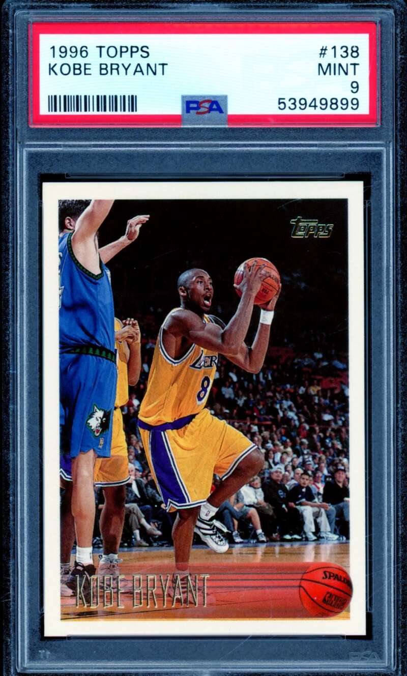 Kobe Bryant Rookie Card 1996-97 Topps #138 PSA 9 Image 1