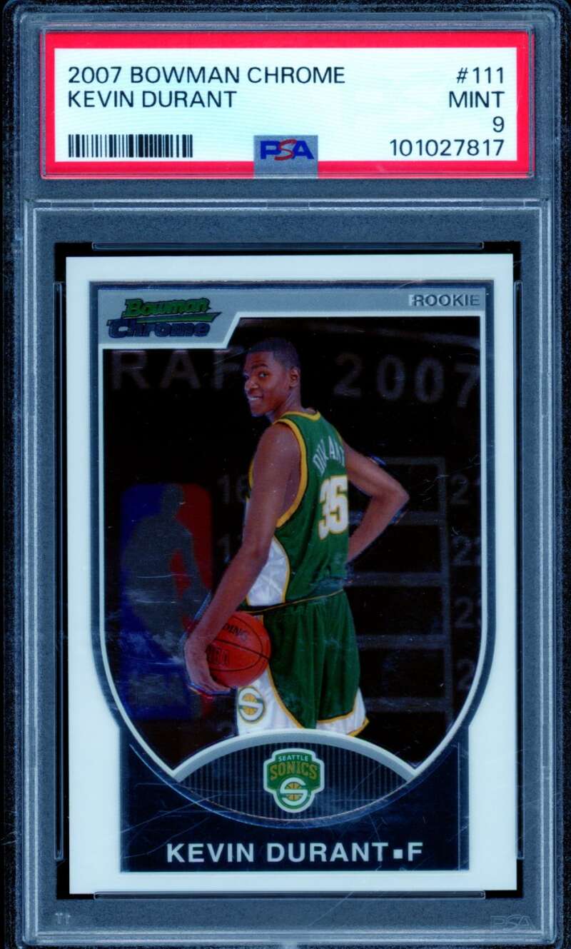 Kevin Durant Rookie Card 2007-08 Bowman Chrome #111 PSA 9 Image 1