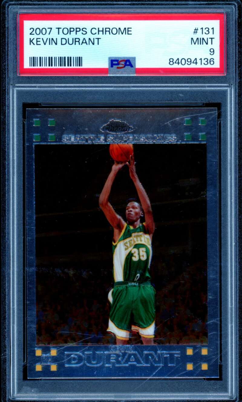 Kevin Durant Rookie Card 2007-08 Topps Chrome #131 PSA 9 Image 1
