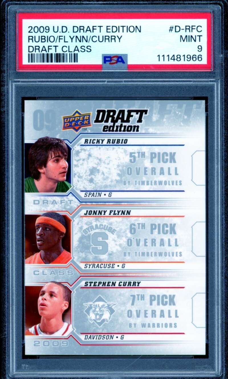 Rubio/Flynn/Stephen Curry Rookie Card 2009-10 U.D. Draft Edition #D-RFC PSA 9 Image 1