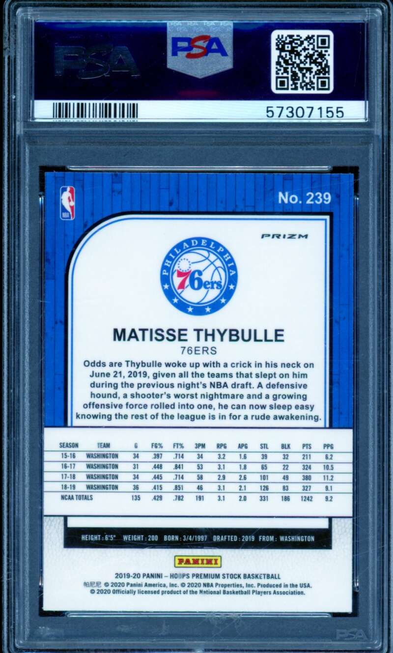 Matisse Thybulle Rookie 2019-20 Hoops Premium Stock #239 PSA 9 (holder scratch) Image 2