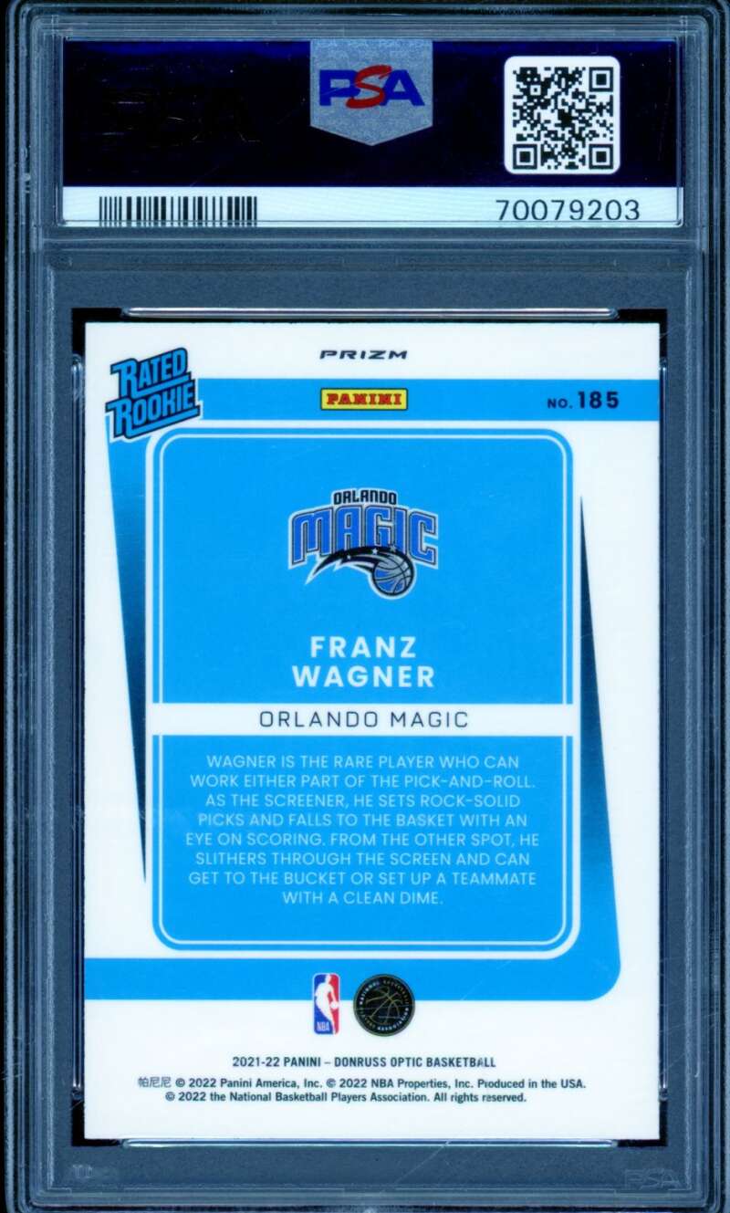 Franz Wagner Rookie Card 2021-22 Donruss Optic Purple #185 PSA 9 Image 2