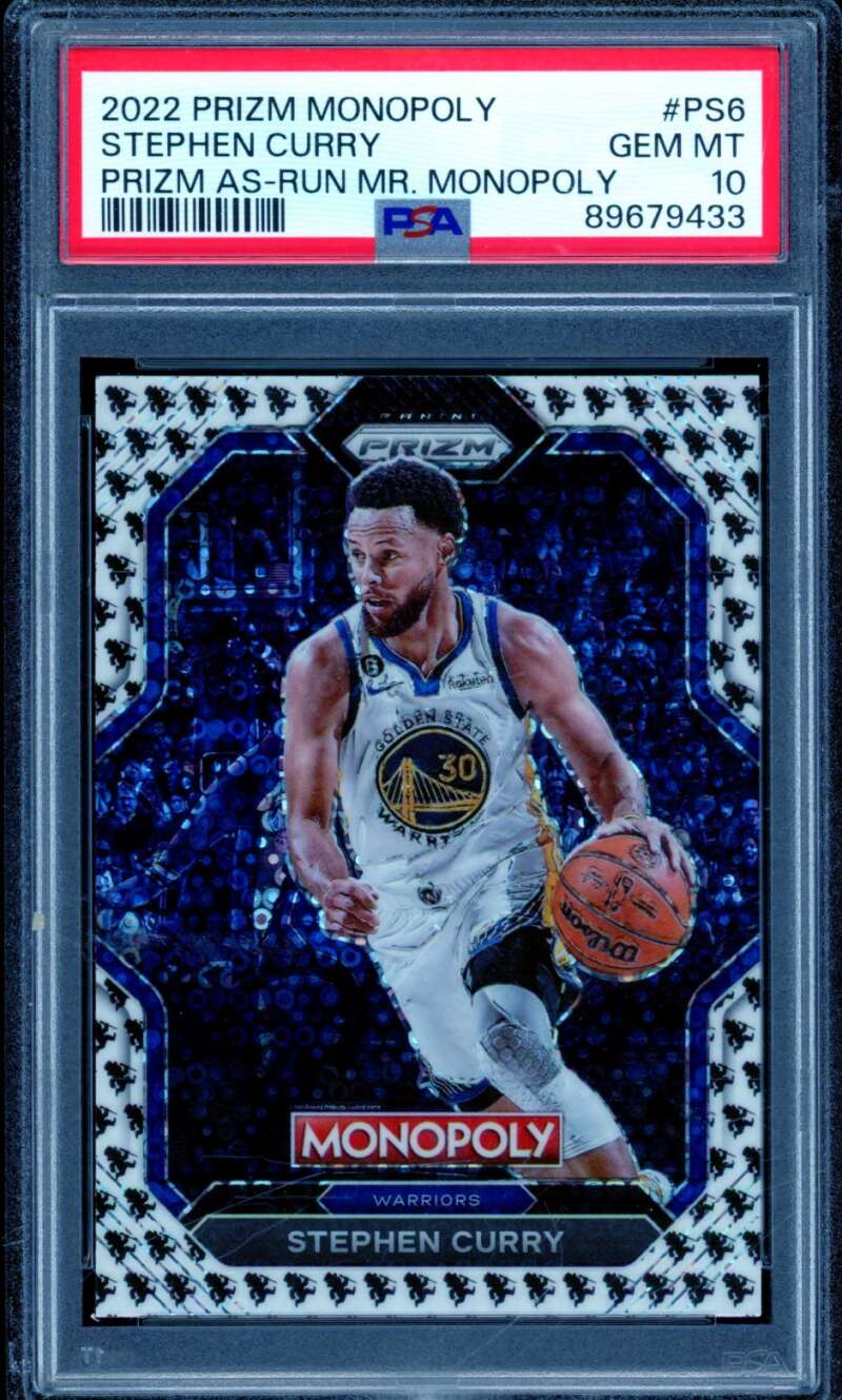 Stephen Curry 2022-23 Prizm Monopoly AS Run Mr Monopoly (pop 15) #PS6 PSA 10 Image 1