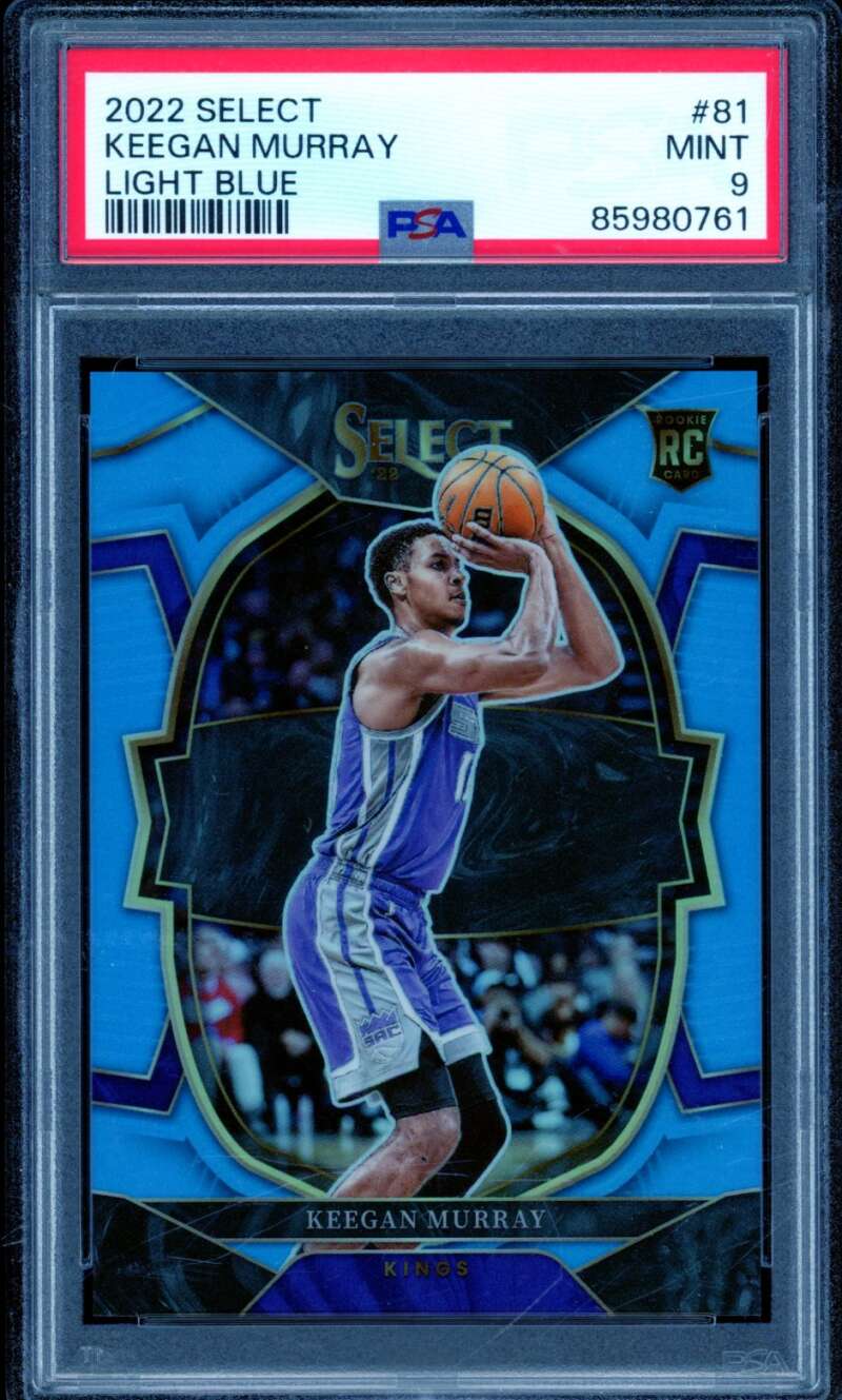 Keegan Murray Rookie Card 2022-23 Select Light Blue #81 PSA 9 Image 1
