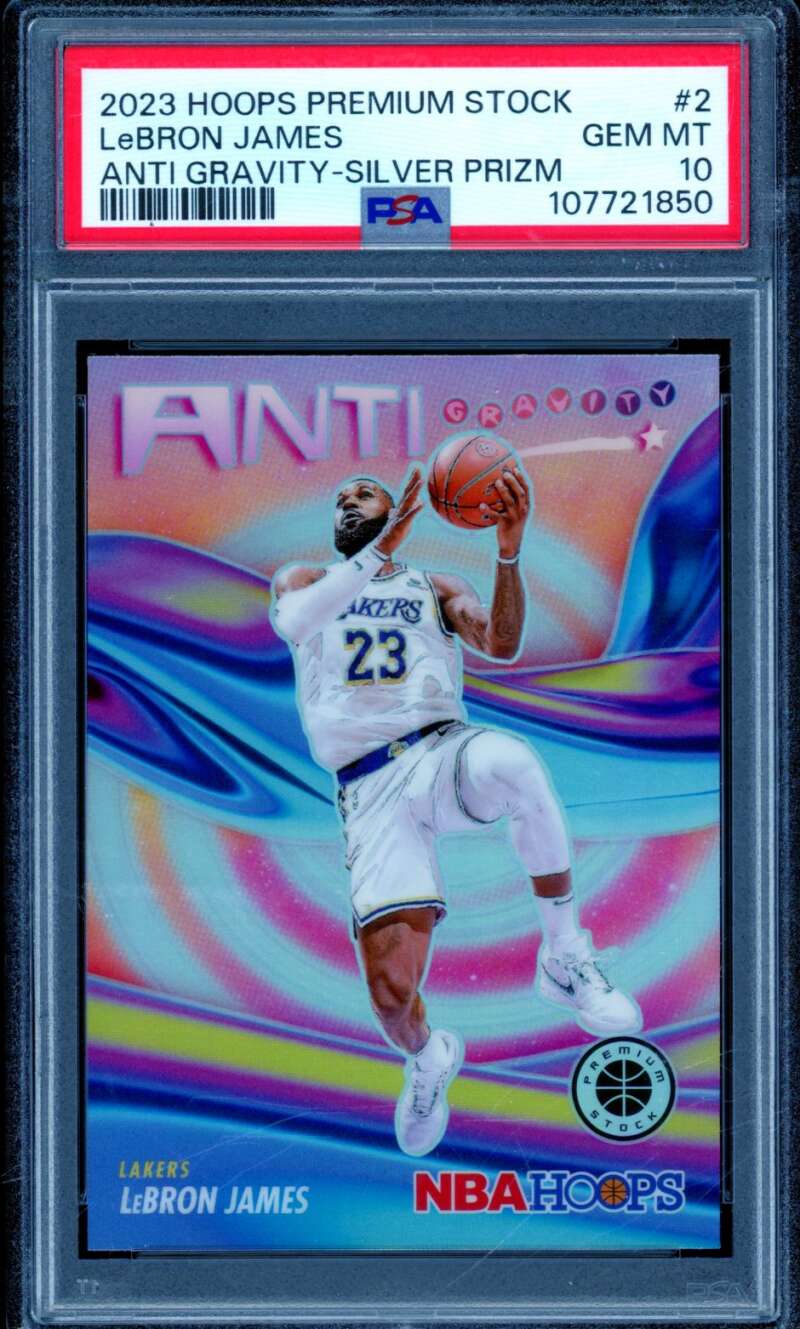 LeBron James Card 2023-24 Hoops Premium Stock #2 PSA 10 Image 1