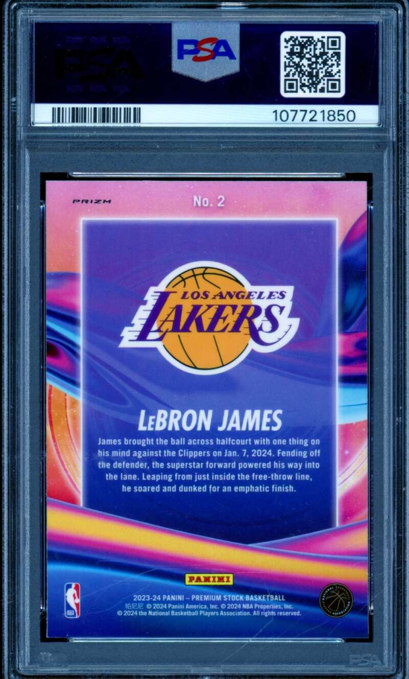 LeBron James Card 2023-24 Hoops Premium Stock #2 PSA 10 Image 2