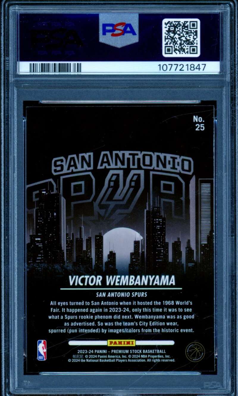 Victor Wembanyama Rookie 2023-24 Hoops Premium Stock City Edition #25 PSA 10 Image 2