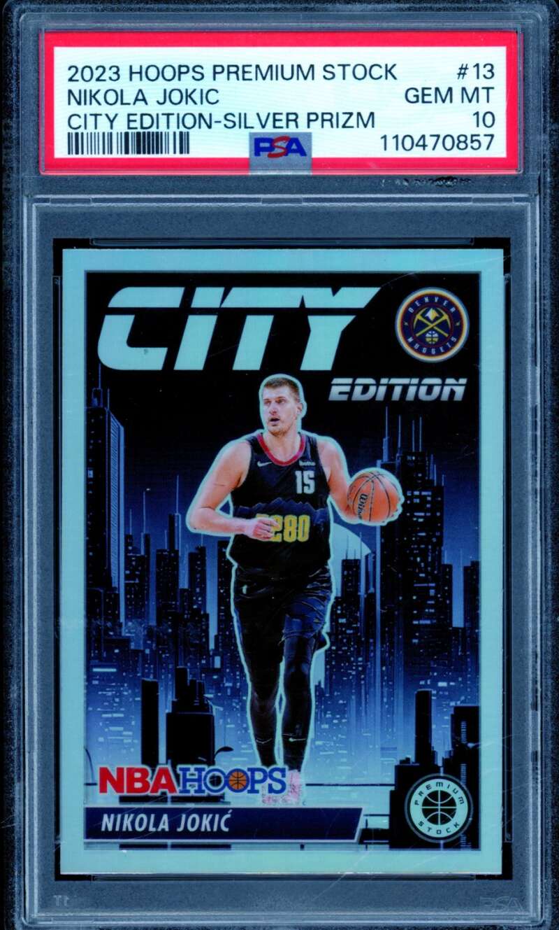 Nikola Jokic 2023-24 Hoops Premium Stock Edition Silver Prizm (pop 1) #13 PSA 10 Image 1