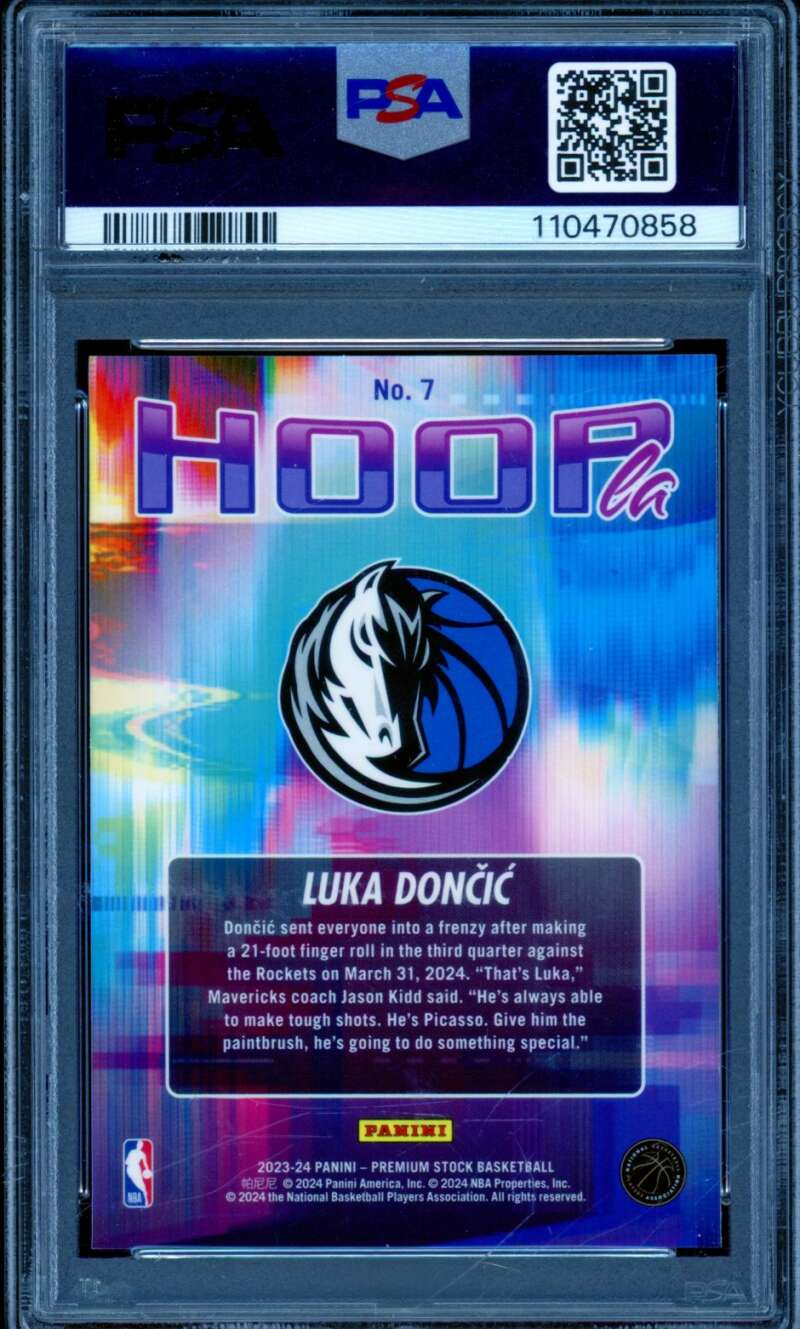 Luka Doncic Card 2023-24 Hoops Premium Stock Hoopla (pop 4) #7 PSA 10 Image 2