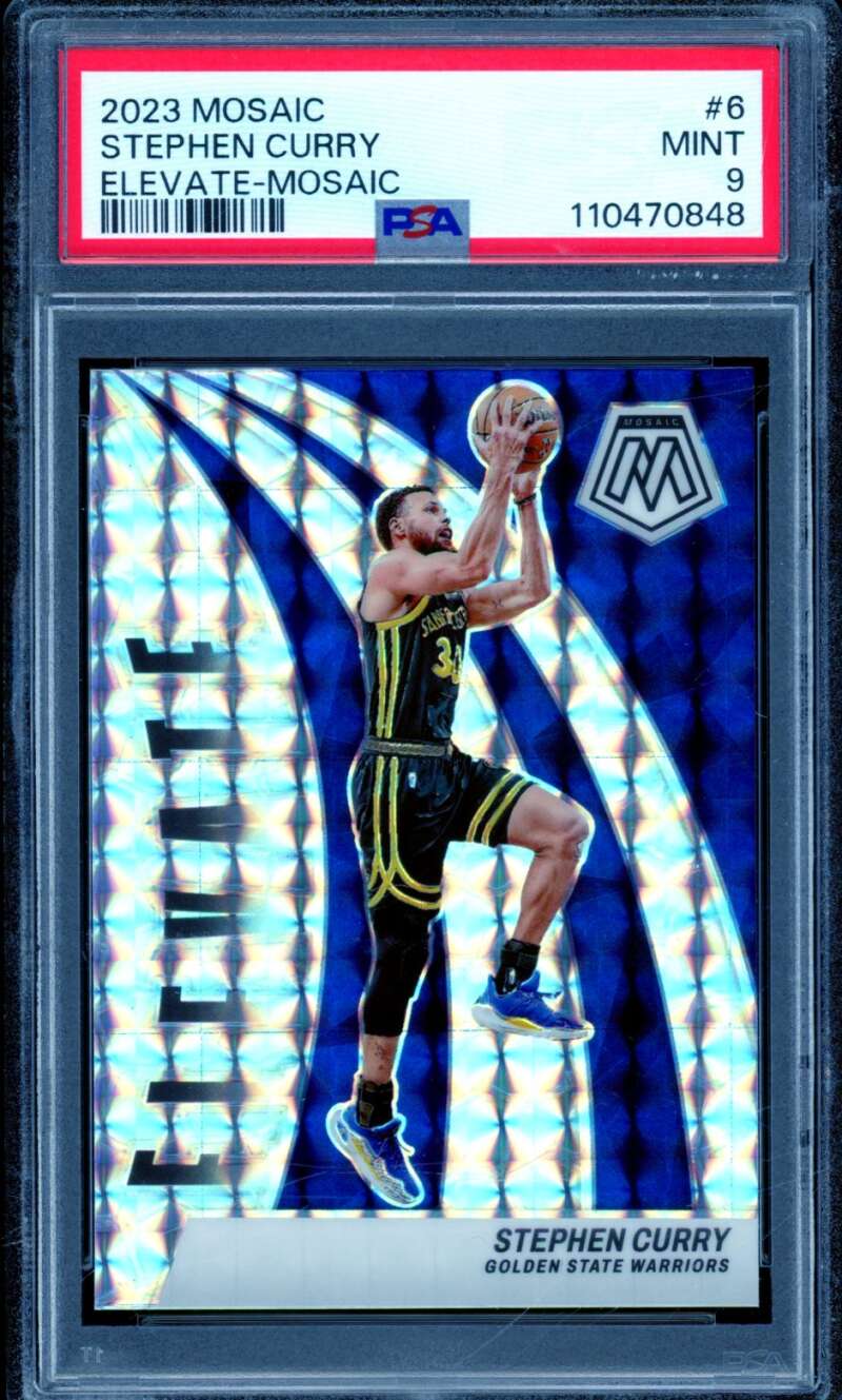 Stephen Curry Card 2023-24 Mosaic Elevate Mosaic #6 PSA 9 Image 1