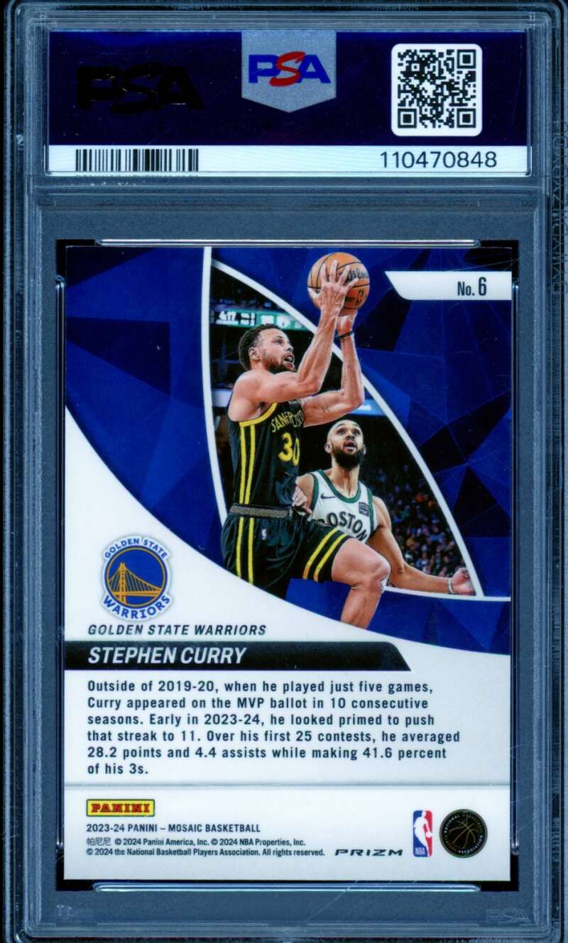 Stephen Curry Card 2023-24 Mosaic Elevate Mosaic #6 PSA 9 Image 2