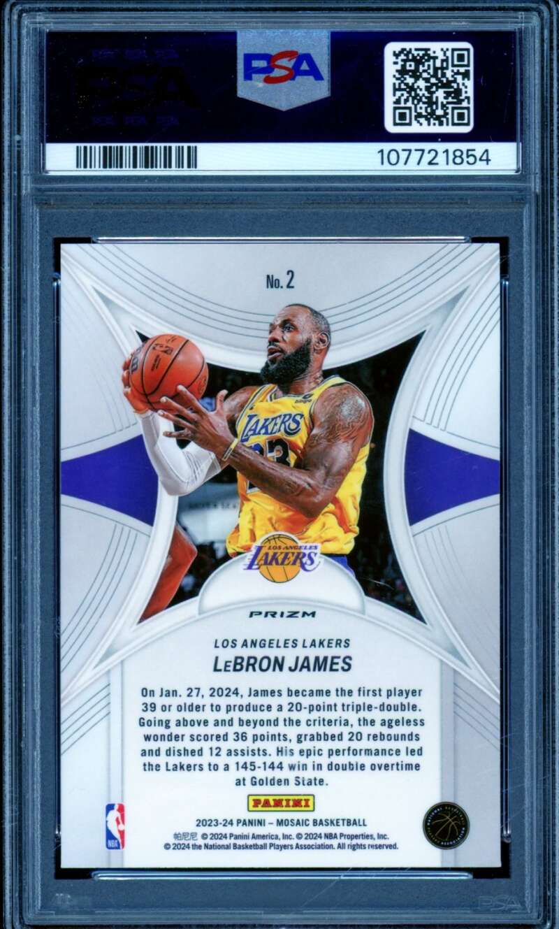 LeBron James Card 2023-24 Mosaic Epic Performers Mosaic #2 PSA 10 Image 2