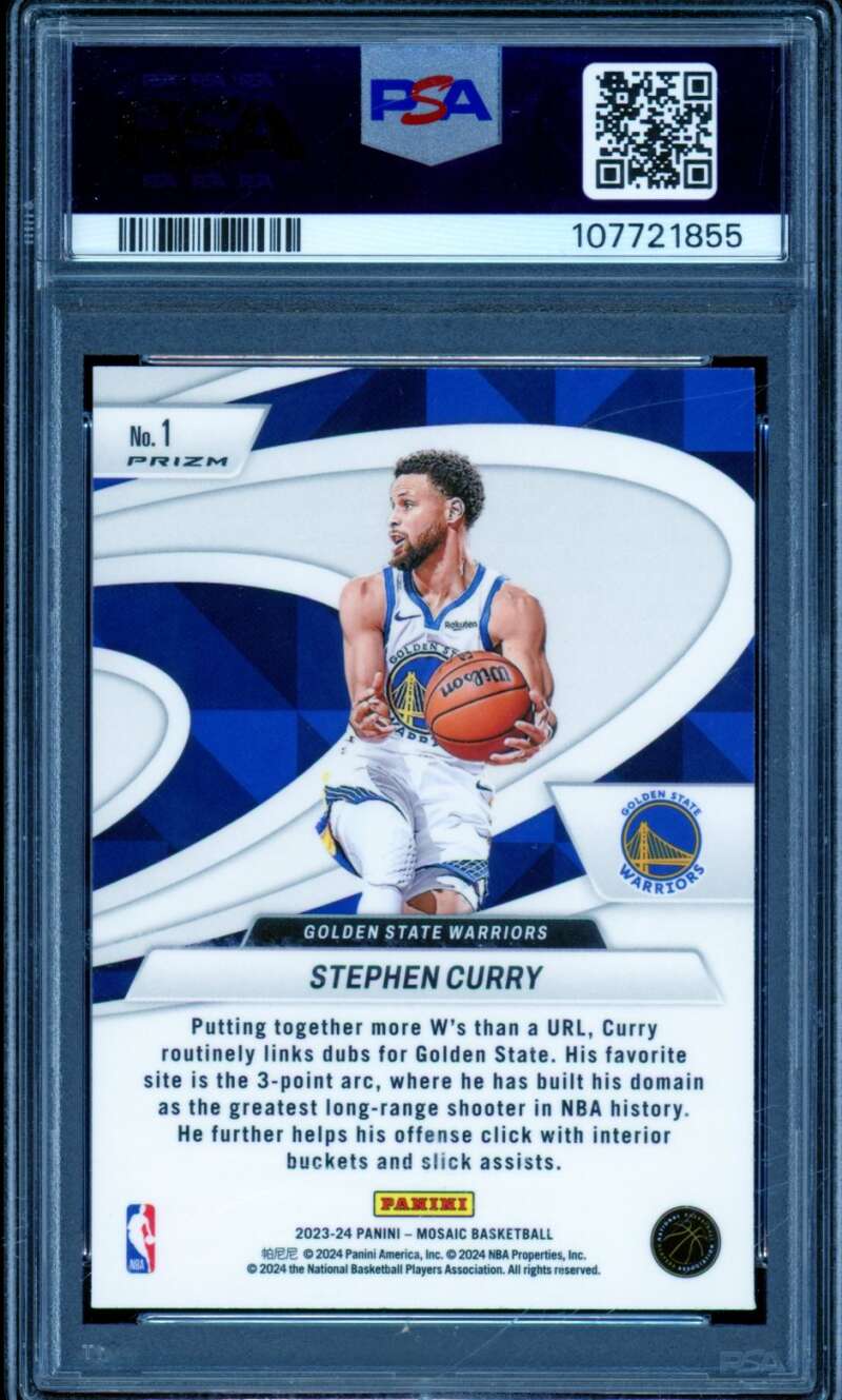 Stephen Curry Card 2023-24 Mosaic Give And Go Green #1 PSA 9 Image 2