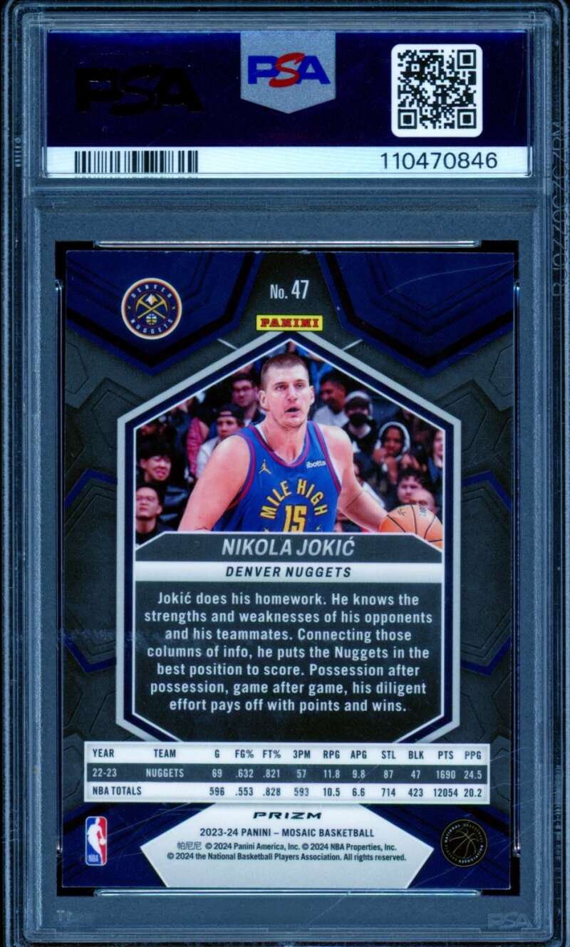 Nikola Jokic Card 2023-24 Mosaic Mosaic #47 PSA 8 Image 2