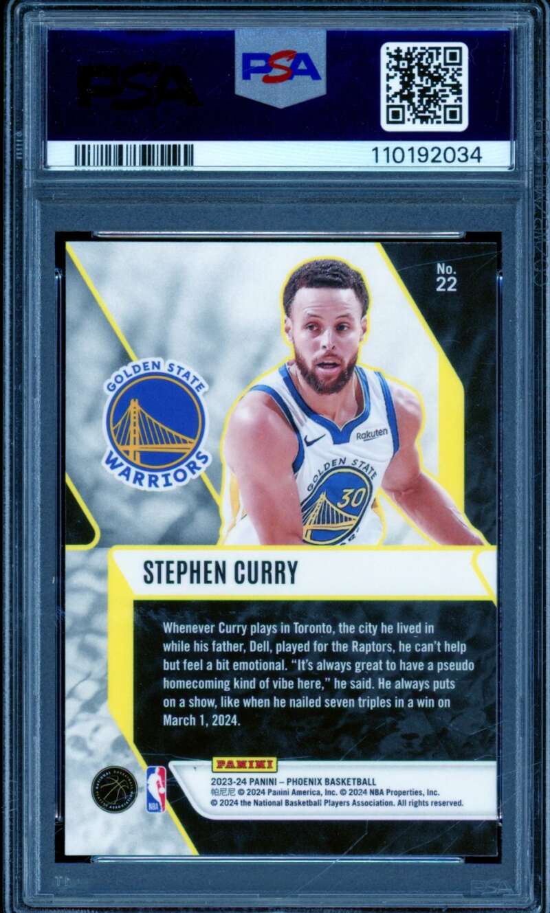 Stephen Curry Card 2023-24 Phoenix Fade To Black (pop 2) #22 PSA 10 Image 2