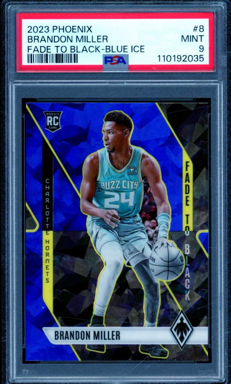 Brandon Miller Rookie Card 2023-24 Phoenix Fade To Black Blue Ice #8 PSA 9 Image 1