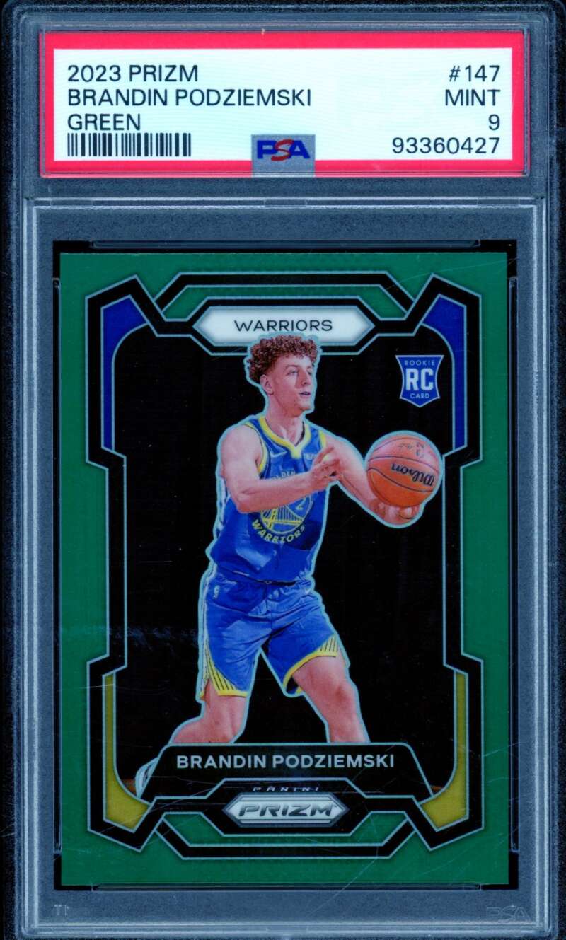 Brandin Podziemski Rookie Card 2023-24 Prizm Green #147 PSA 9 Image 1