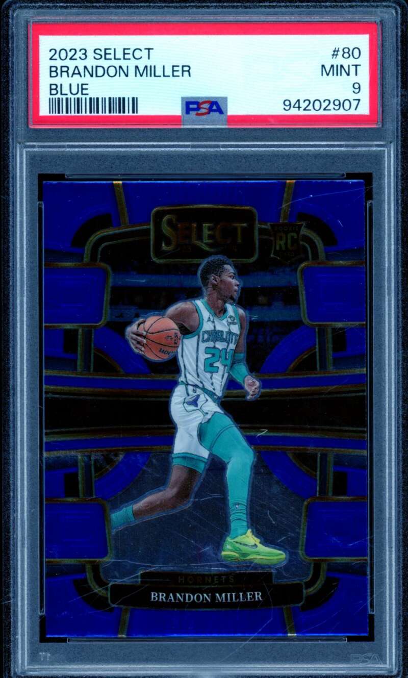 Brandon Miller Rookie Card 2023-24 Select Blue #80 PSA 9 Image 1