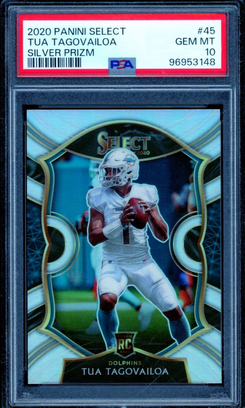 Tua Tagovailoa Rookie Card 2020 Panini Select Silver Prizm #45 PSA 10 Image 1
