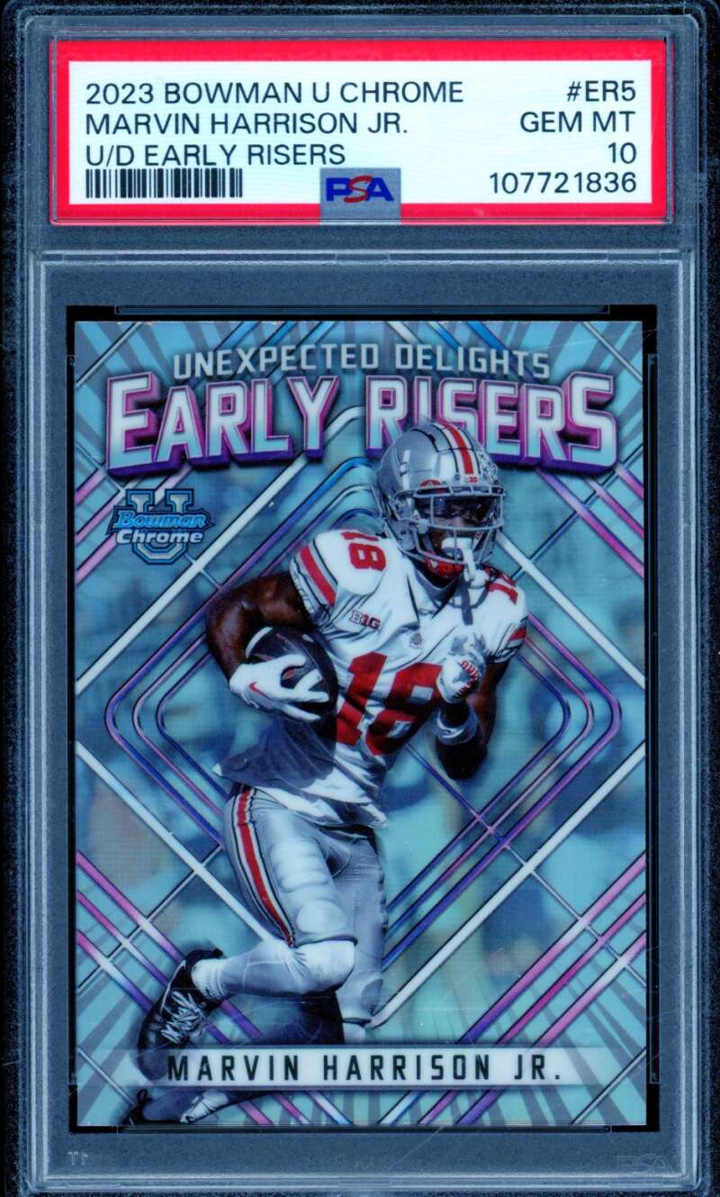 Marvin Harrison Jr. Rookie Card 2023 Bowman U Chrome #ER5 PSA 10 Image 1