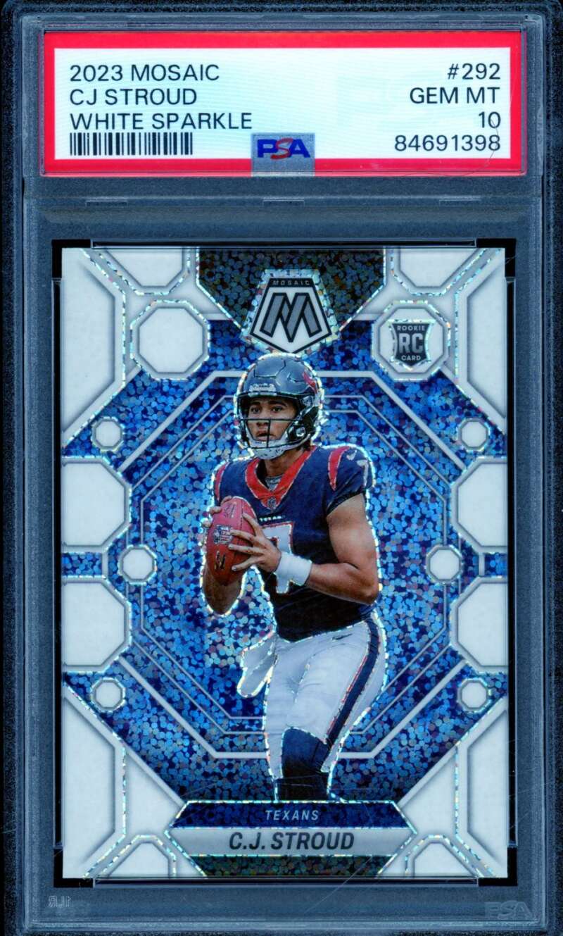 C.J. Stroud Rookie Card 2023 Mosaic White Sparkle (pop 2) #292 PSA 10 Image 1