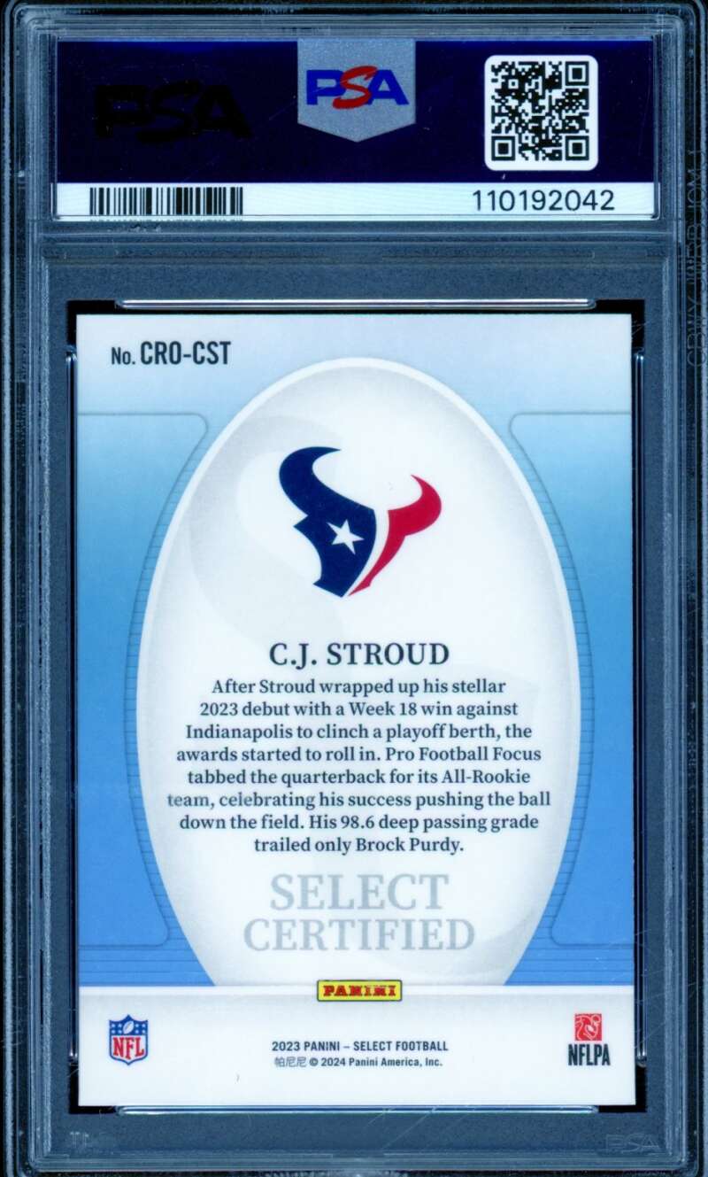 C.J. Stroud Rookie Card 2023 Select #Crocst PSA 9 Image 2
