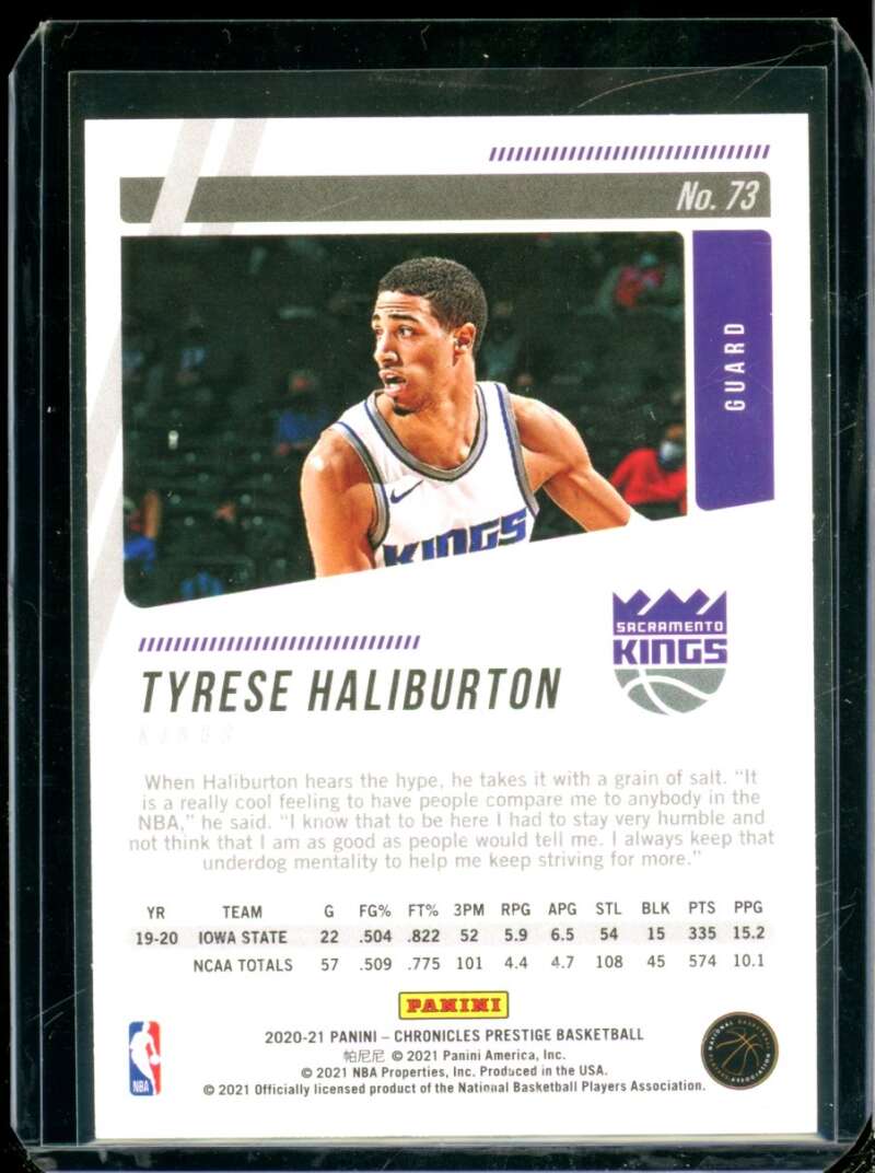 Tyrese Haliburton Rookie Card 2020-21 Panini Chronicles Green Ice #73  Image 2