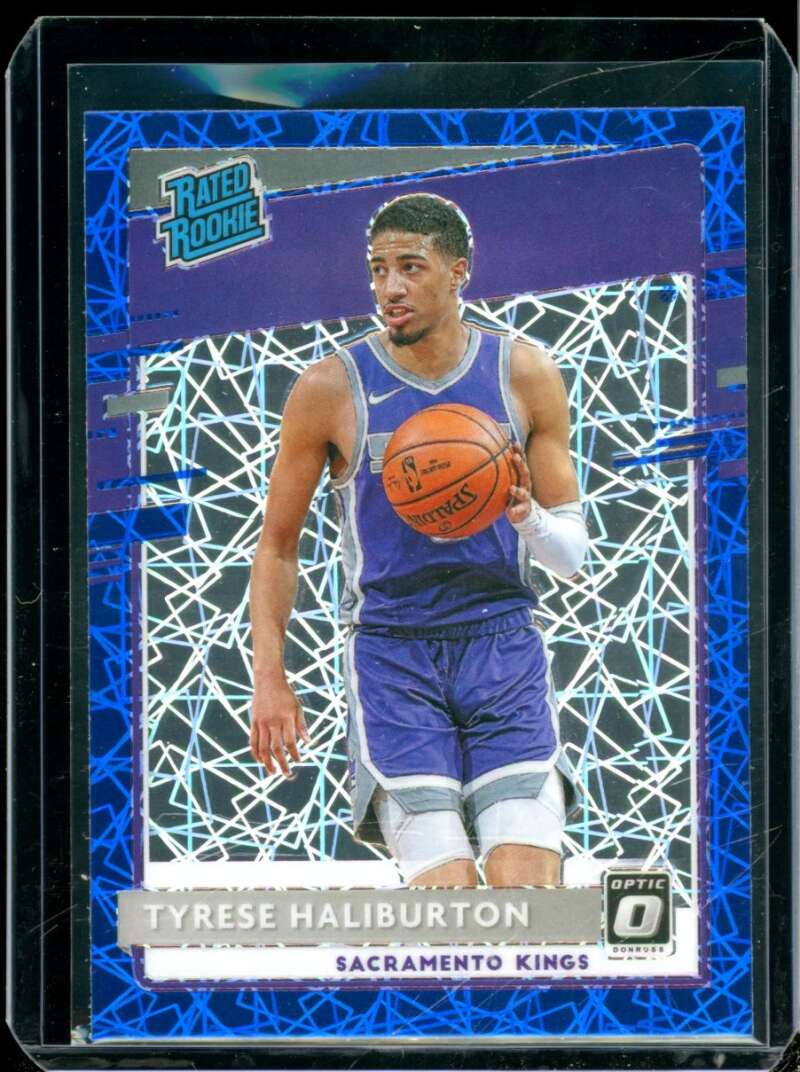 Tyrese Haliburton Rookie Card 2020-21 Donruss Optic Blue Velocity #162  Image 1