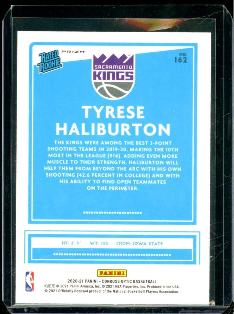 Tyrese Haliburton Rookie Card 2020-21 Donruss Optic Blue Velocity #162  Image 2