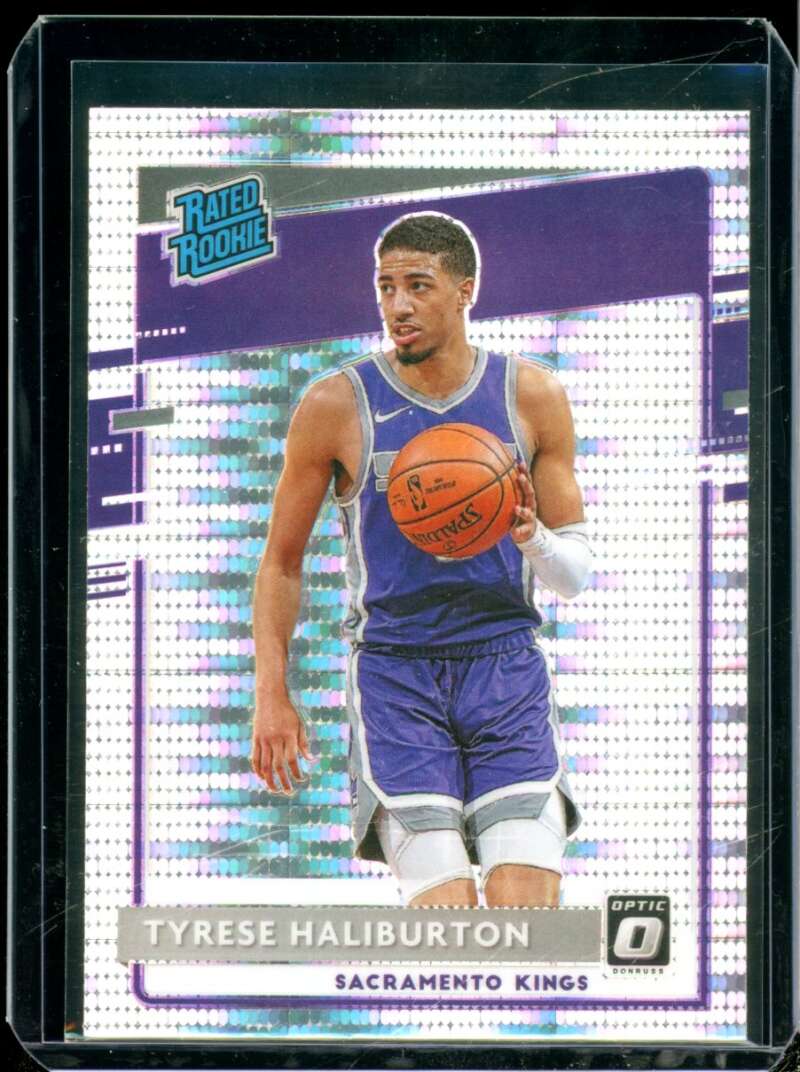 Tyrese Haliburton Rookie Card 2020-21 Donruss Optic Target Purple Pulsar #162  Image 1