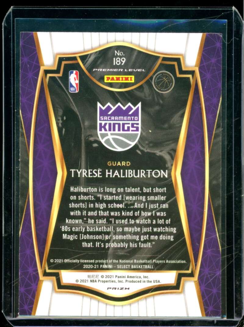 Tyrese Haliburton Rookie Card 2020-21 Select Prizms Red White Green Ice #189  Image 2