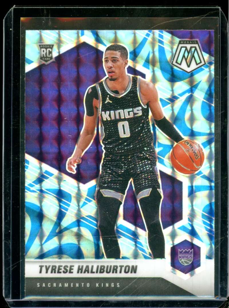 Tyrese Haliburton Rookie Card 2020-21 Panini Mosaic Mosaic Reactive Blue #204  Image 1