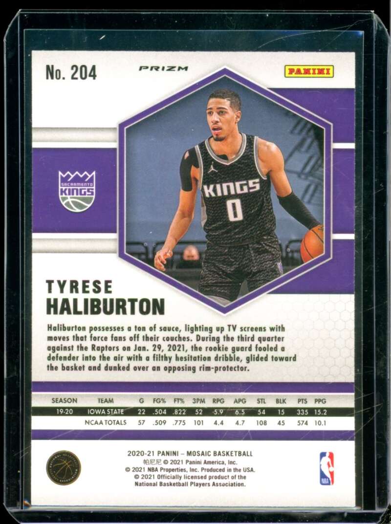 Tyrese Haliburton Rookie Card 2020-21 Panini Mosaic Mosaic Reactive Orange #204  Image 2